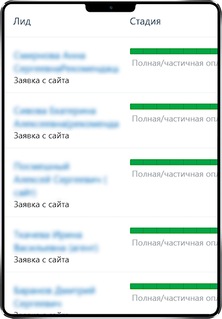 Планшет с сайтом и заявками